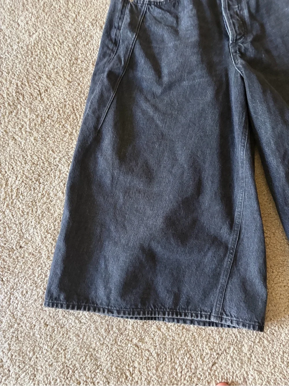 Citizens of humanity cutout waist wide leg baggy denim black jean shorts size 27